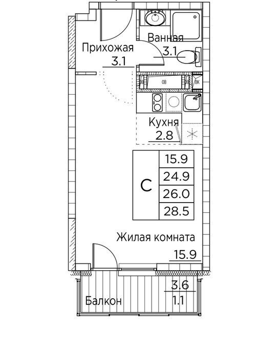 квартира г Владивосток ул Расула Гамзатова 7к/3 фото 1