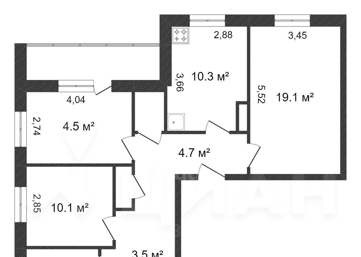 квартира г Старый Оскол микрорайон Конева 13 фото 2