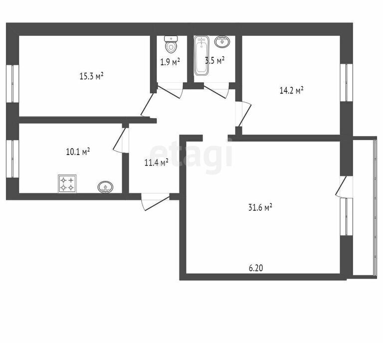 квартира р-н Мелеузовский г Мелеуз ул Береговая 30 фото 12