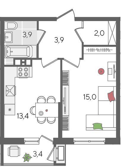 квартира г Краснодар р-н Карасунский ул Новороссийская 102/8к 5 ЖК «Рекорд» фото 3