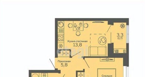 квартира г Екатеринбург Геологическая б-р Новосинарский 7 фото 24