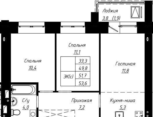 квартира г Барнаул р-н Центральный ул Чернышевского 189 ЖК «Современник» корп. 1 фото 2