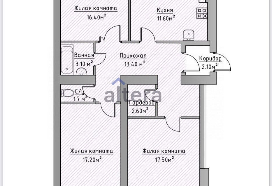 квартира р-н Зеленодольский с Айша микрорайон Зелёная Долина, 3 фото 3