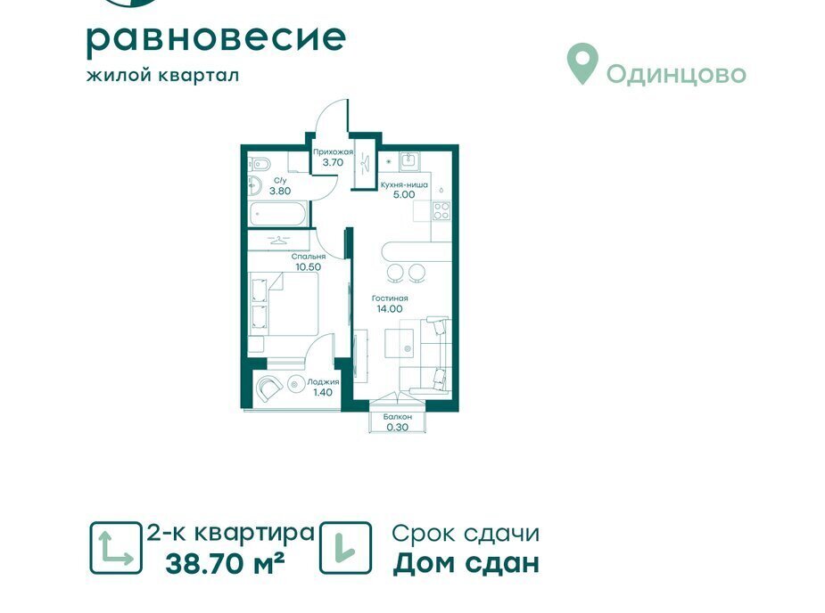 квартира городской округ Одинцовский с Перхушково р-н мкр Равновесие Лесной Городок, 3 фото 1