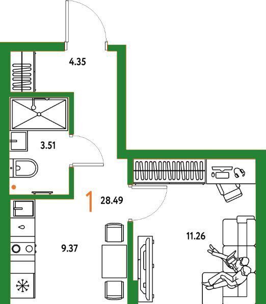 квартира г Тюмень р-н Калининский ул Андрея Кореневского 1 фото 16