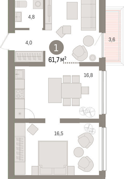 квартира г Тюмень ул Мысовская 26к/1 фото 2