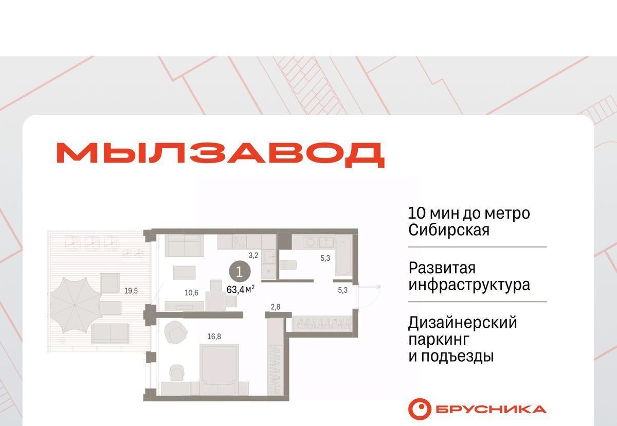 квартира г Новосибирск Гагаринская ЖК Мылзавод фото 1
