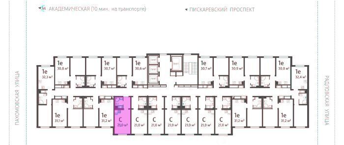 квартира г Санкт-Петербург метро Академическая ул Пахомовская 12к/2 округ Полюстрово фото 2