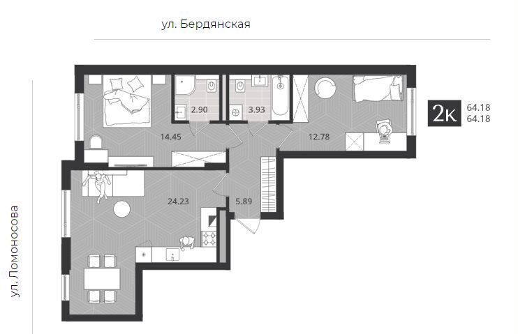 квартира г Калининград р-н Центральный ул Ломоносова 52 фото 2