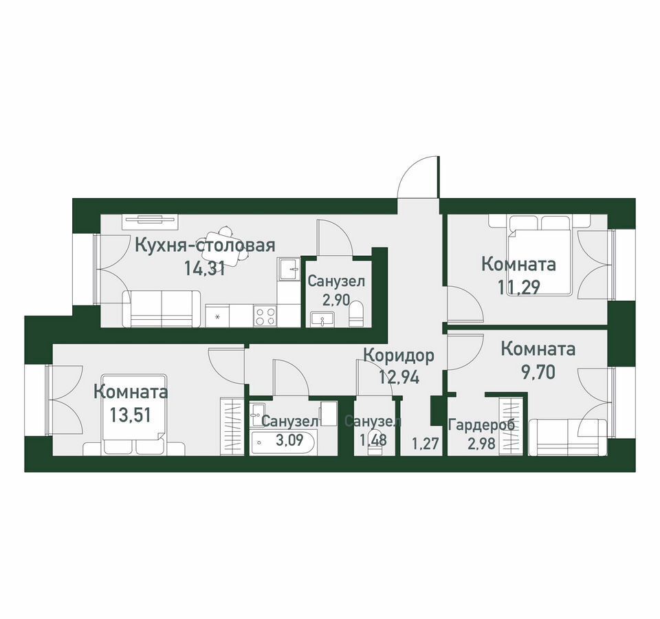 квартира г Екатеринбург р-н Ленинский КП «Твоя Привилегия» кв-л 45, стр. 1. 4А фото 1