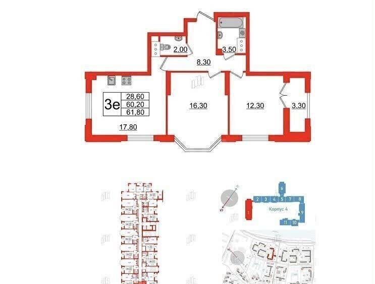 квартира г Санкт-Петербург метро Улица Дыбенко ул Дыбенко 3 ЖК «Цивилизация на Неве» округ № 54 фото 1