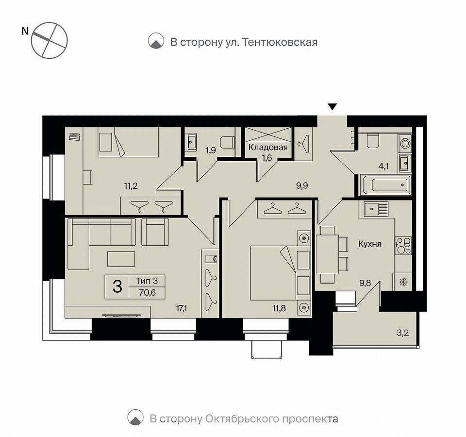 квартира г Сыктывкар ул Тентюковская 320к/3 фото 36