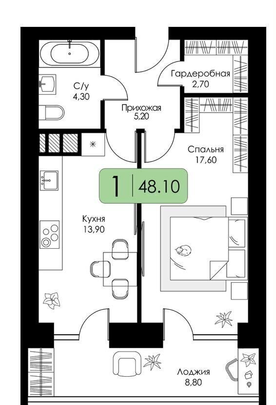 квартира г Смоленск п Одинцово р-н Ленинский д. 5, блок-секц. 1, 2, 3 фото 24