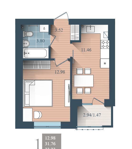 квартира г Калининград р-н Центральный ул Сержанта Мишина 81 корп. 2 фото 23