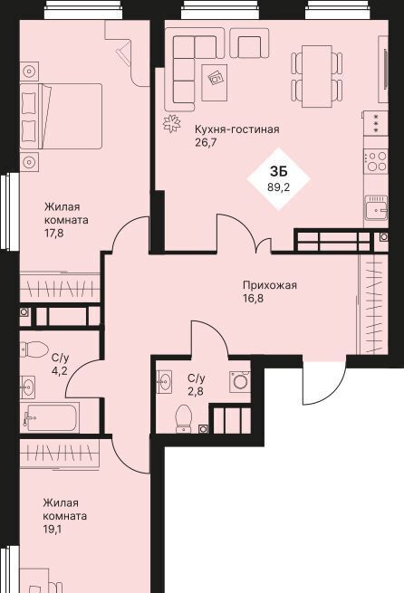 квартира г Екатеринбург Эльмаш ЖК Веер Парк Проспект Космонавтов, жилрайон фото 1