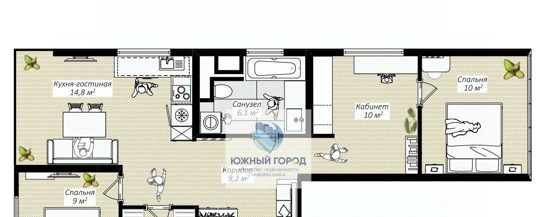 квартира г Новороссийск р-н Центральный ул Куникова 47а фото 2
