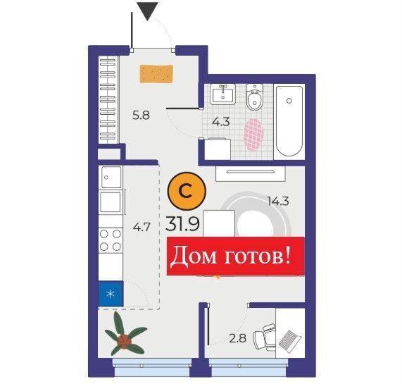 квартира г Тюмень р-н Восточный ул Мельникайте 151 корп. 2 фото 2