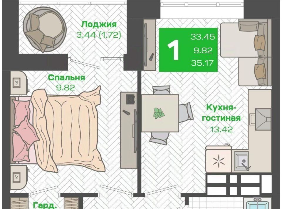 квартира г Владивосток р-н Ленинский ЖК «Зеленый бульвар» фото 1