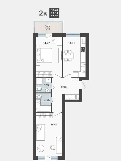 квартира г Калининград р-н Ленинградский ул Арсенальная 29 корп. 3 фото 2