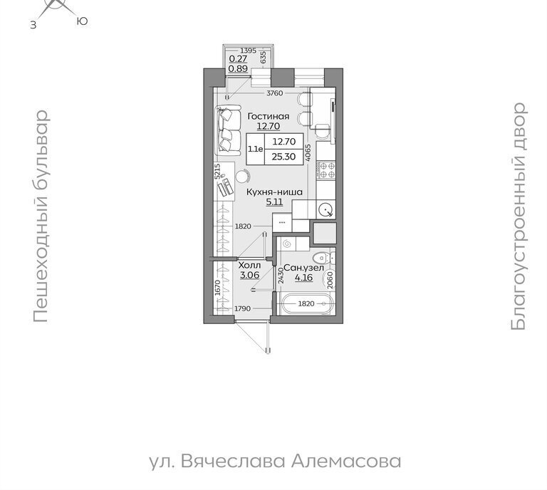 квартира г Казань р-н Приволжский ЖК «Батталовский» Проспект Победы фото 19