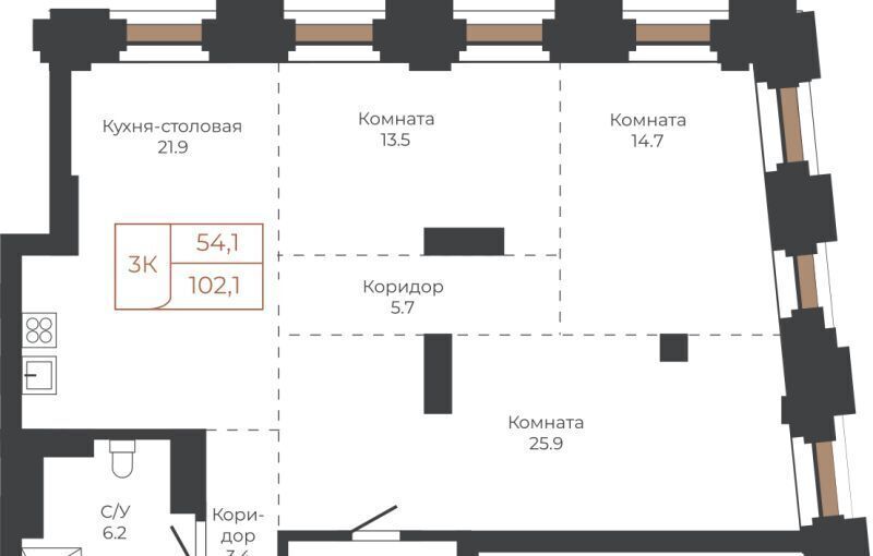 квартира г Барнаул р-н Центральный пл им В.Н.Баварина 8к/2 фото 1