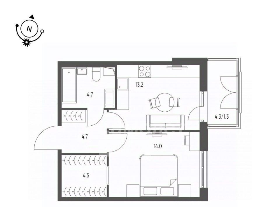 квартира г Омск р-н Кировский микрорайон Зелёная Река 13 фото 2