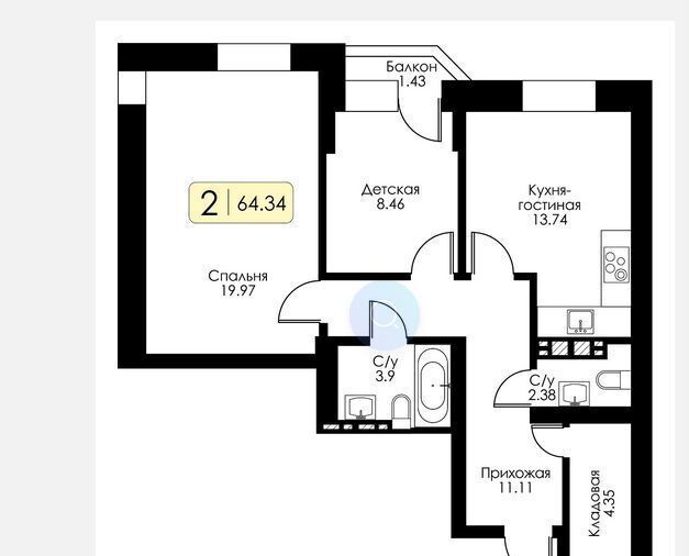 квартира г Тверь р-н Московский ул Коминтерна 91 корп. 2 фото 7