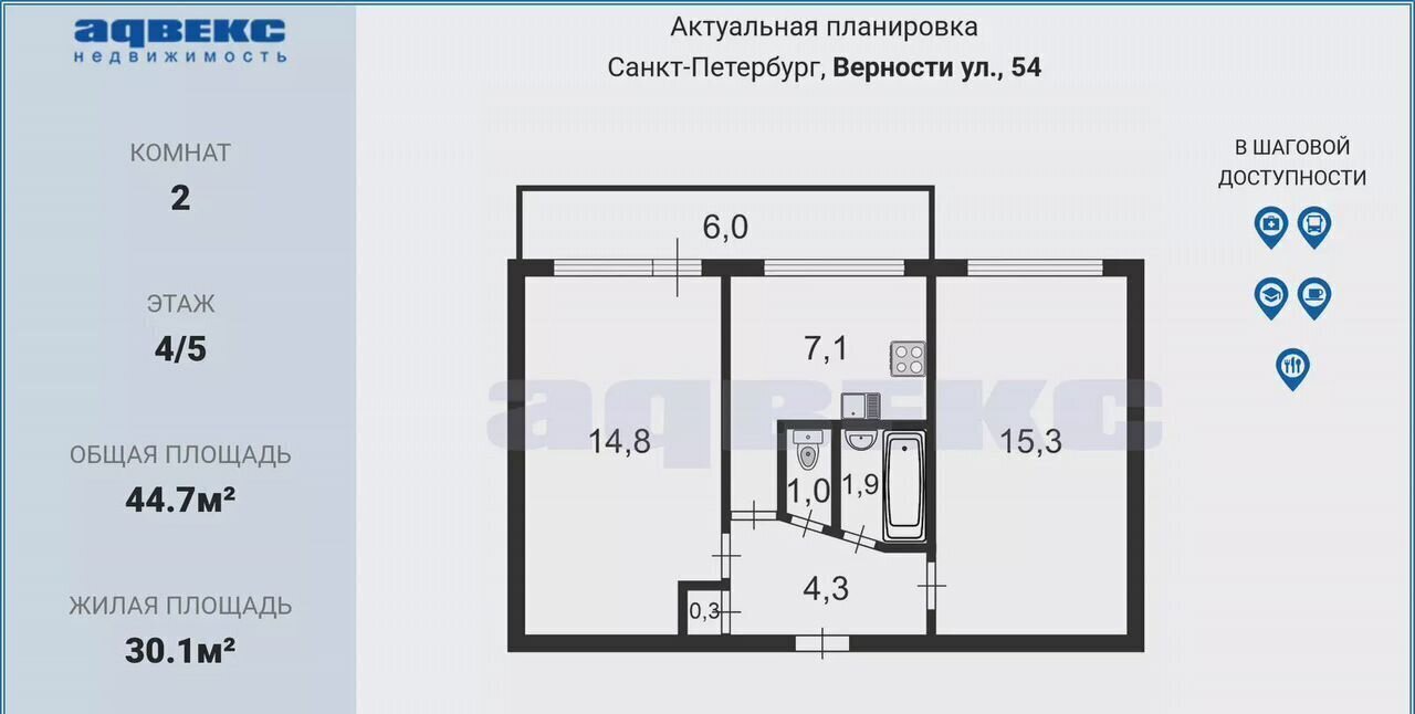 квартира г Санкт-Петербург метро Академическая р-н Пискарёвка ул Верности 54 фото 2