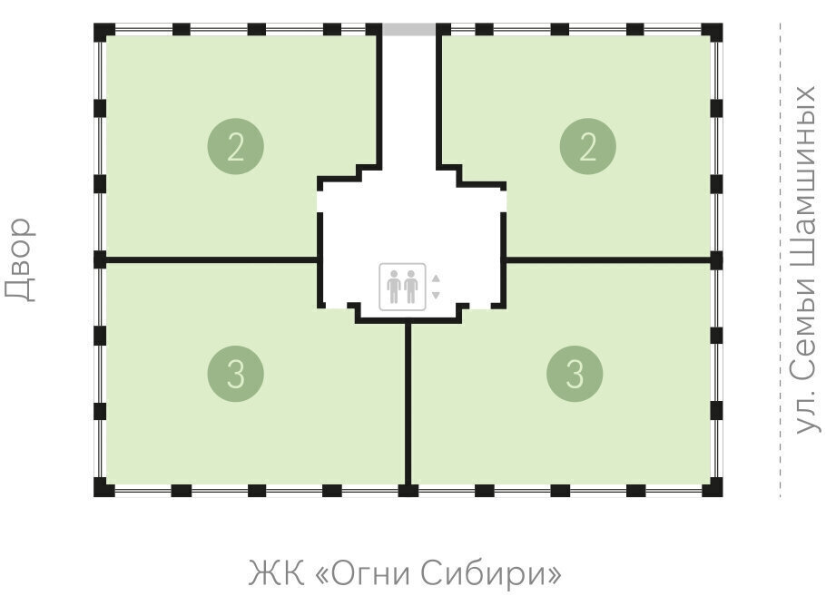 квартира г Новосибирск р-н Центральный Маршала Покрышкина ул Семьи Шамшиных 93 фото 3