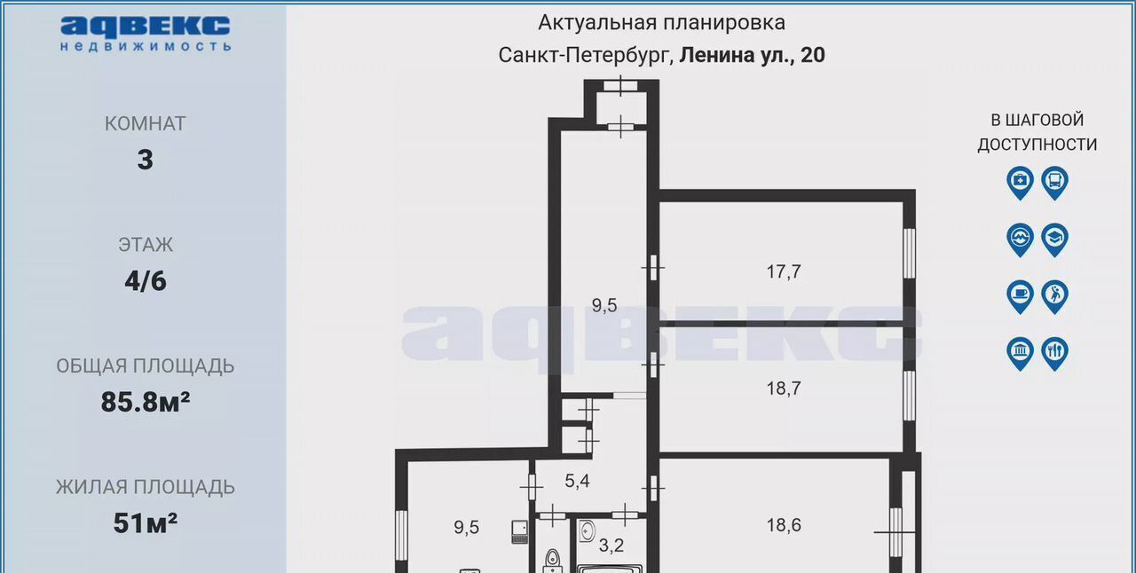 квартира г Санкт-Петербург метро Петроградская ул Ленина 20 фото 15