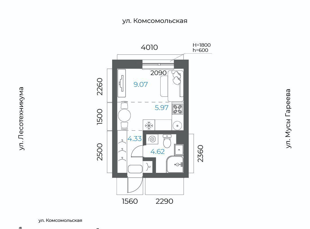 квартира г Уфа р-н Октябрьский микрорайон Глумилино-2 8-е Небо жилой комплекс фото 1