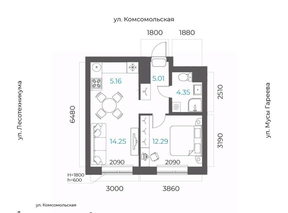 квартира г Уфа р-н Октябрьский микрорайон Глумилино-2 8-е Небо жилой комплекс фото 1