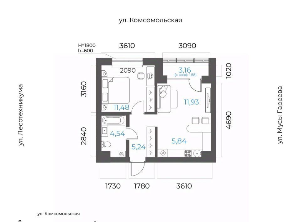 квартира г Уфа р-н Октябрьский микрорайон Глумилино-2 8-е Небо жилой комплекс фото 1