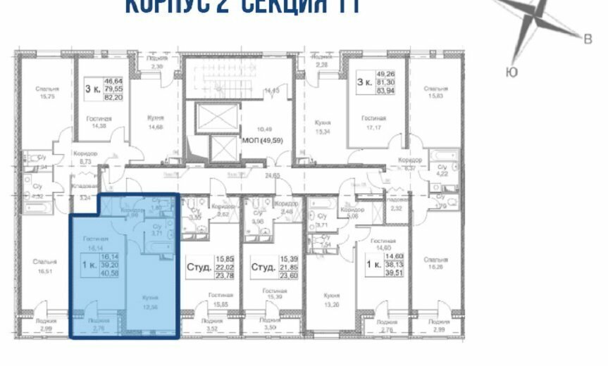 квартира г Санкт-Петербург метро Лесная Выборгская сторона ул Студенческая 14к/1 округ Ланское фото 3