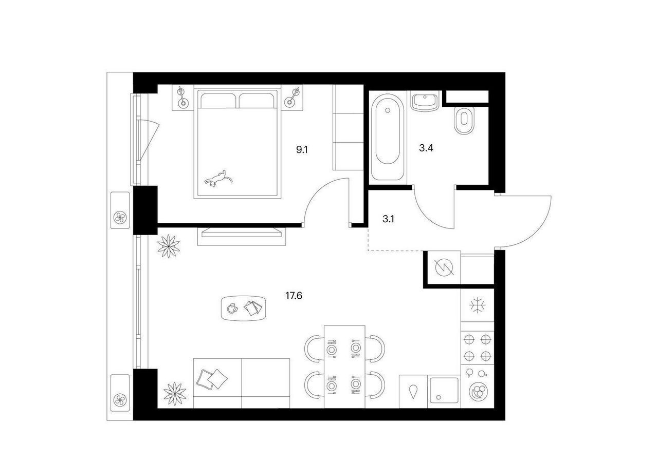 квартира г Москва метро Кантемировская б-р Кавказский з/у 51/3, корп. 3. 7 фото 1
