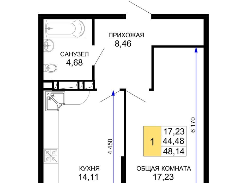 квартира г Краснодар р-н Прикубанский мкр им Петра Метальникова ЖК «Лучший» фото 1