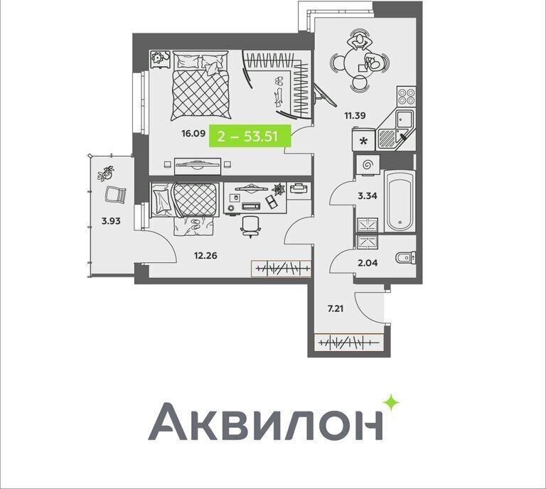 квартира г Архангельск р-н Соломбальский округ ул Валявкина ЖК «АКВИЛОН REKA» фото 1