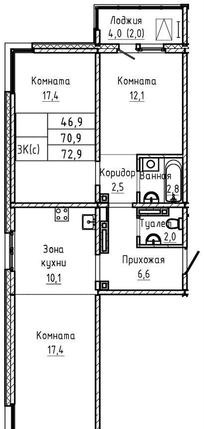квартира г Барнаул р-н Индустриальный тракт Павловский 196а ЖК «Прайм» корп. 1 фото 10