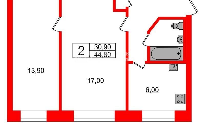 квартира г Санкт-Петербург метро Ладожская ул Бестужевская 57 округ Полюстрово фото 13