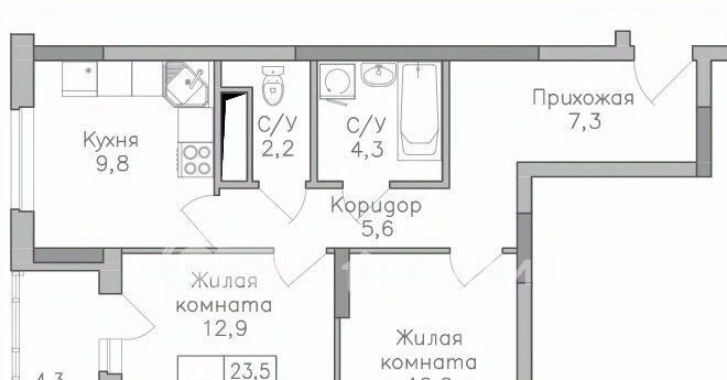 квартира г Воронеж р-н Советский ЖК ПОКОЛЕНИЕ фото 1