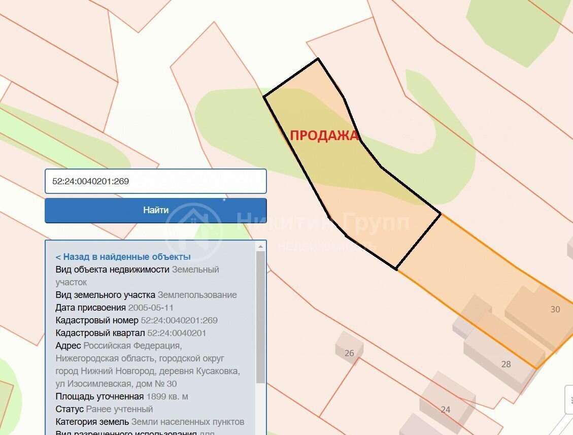 земля г Нижний Новгород д Кусаковка ул Изосимлевская 30 фото 1