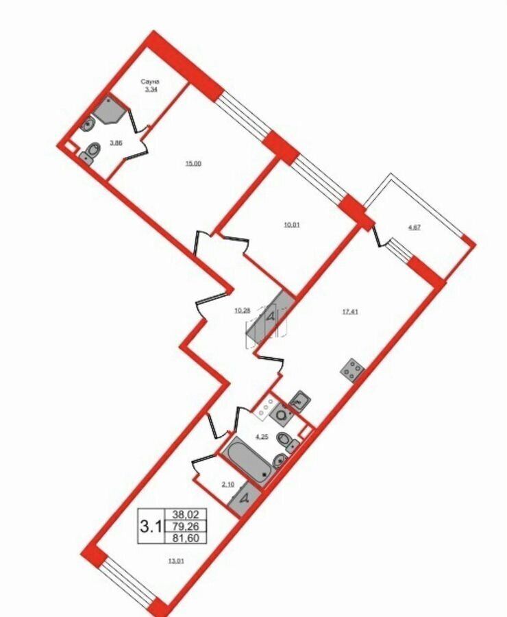 квартира г Санкт-Петербург метро Елизаровская наб Октябрьская 34к/2 фото 1