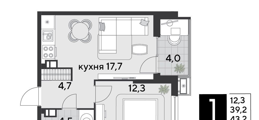 квартира г Краснодар р-н Прикубанский ЖК «Парк Победы» фото 4