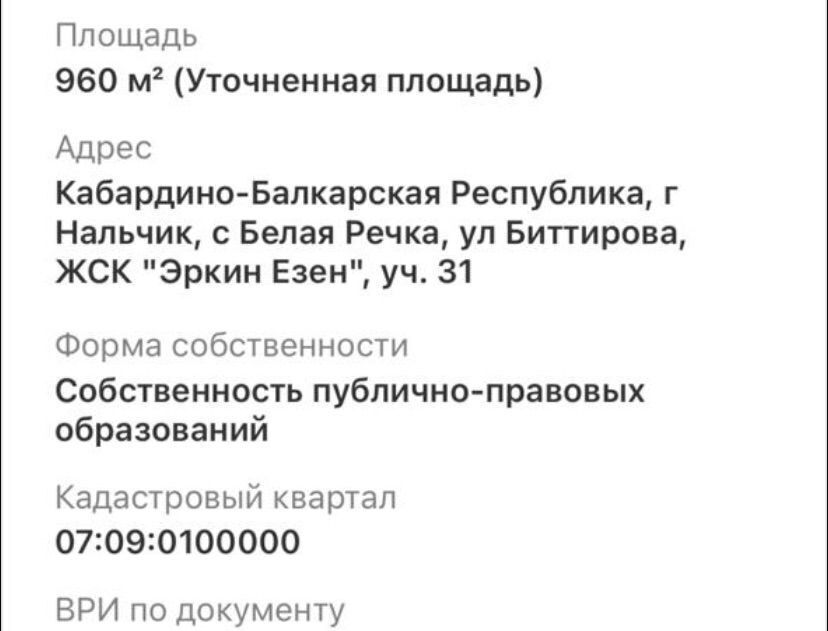 земля г Нальчик с Белая Речка жилищно-строительный кооператив Эркин Ёзен фото 1