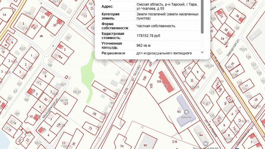 земля р-н Тарский г Тара ул Чкалова 53/138 фото 1