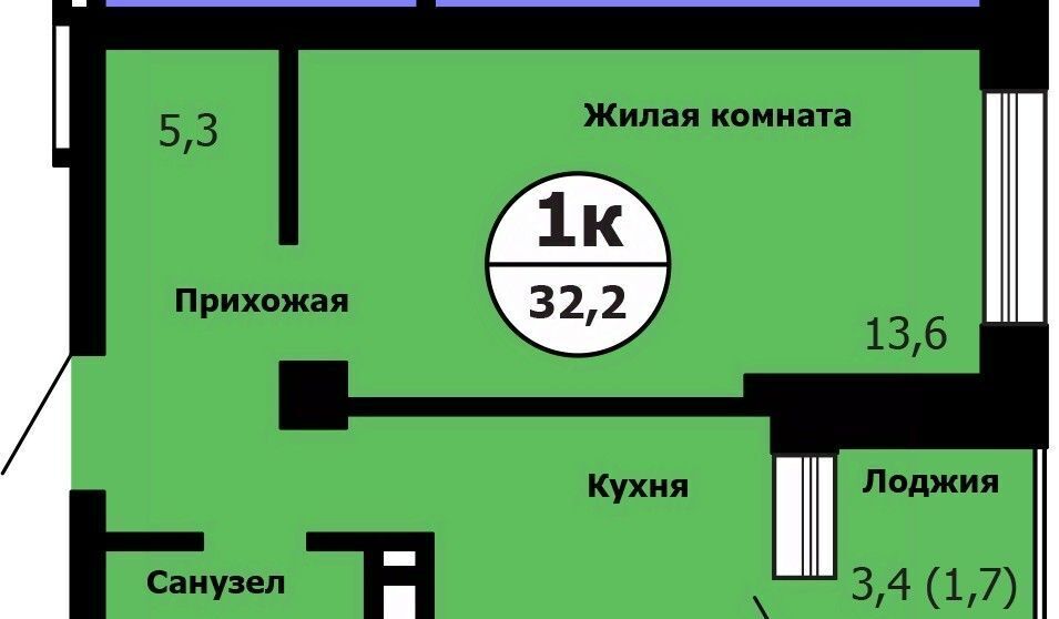 квартира г Красноярск р-н Октябрьский Сад № 2 Локомотивного Депо СНТ, 58 фото 1
