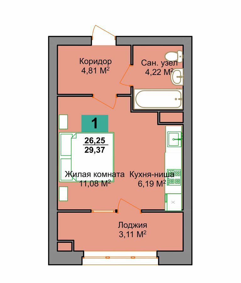 квартира г Новый Уренгой мкр Созидателей стр. 2 фото 1