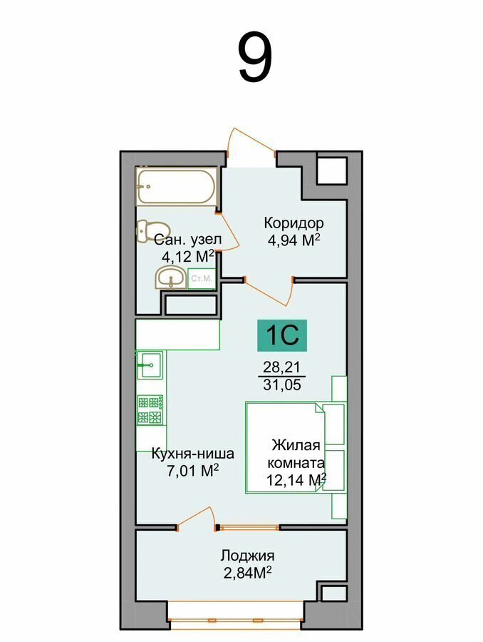 квартира г Новый Уренгой мкр Созидателей д. 2, корп. 1 фото 1