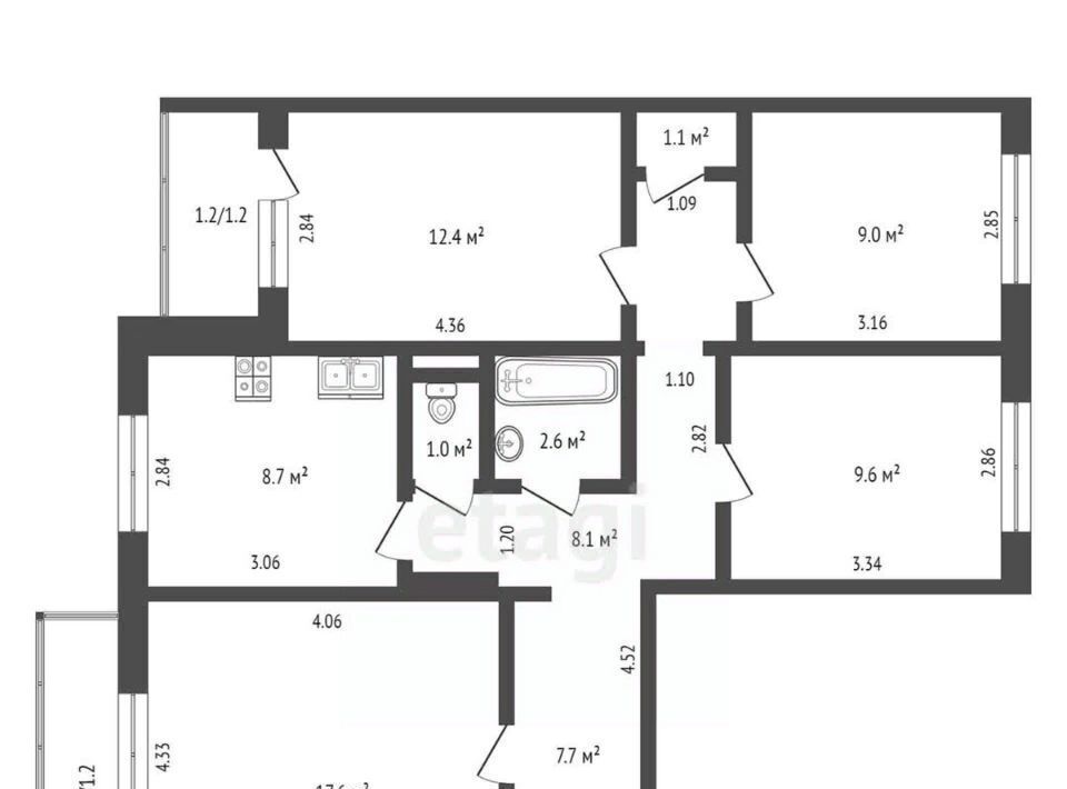 квартира г Чита р-н Центральный Северный микрорайон 58 фото 2