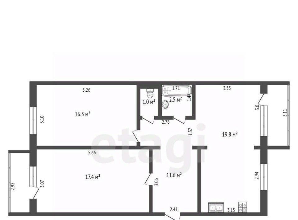 квартира г Чита р-н Черновский пр-кт Фадеева 33 фото 2
